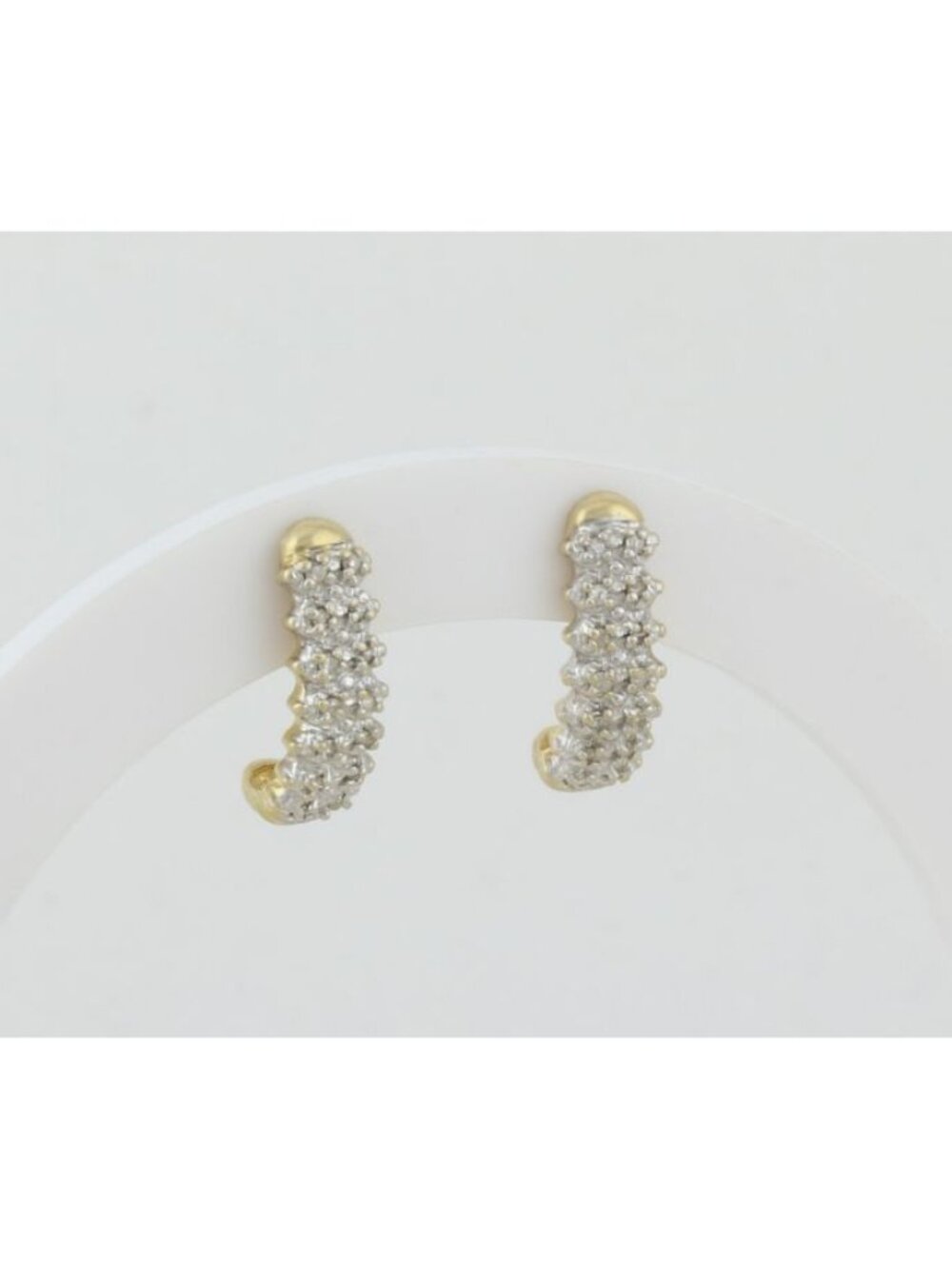 10k Yellow Gold Diamond Earrings Half Hoop Earrings .08 tcw hoops 3/4" x 1/4"